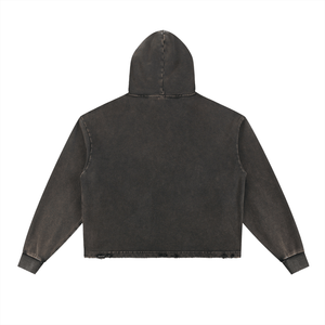 Black hooded jacket on a white background