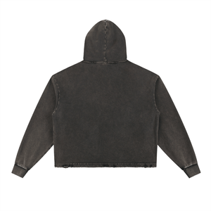 Black hooded jacket on a white background