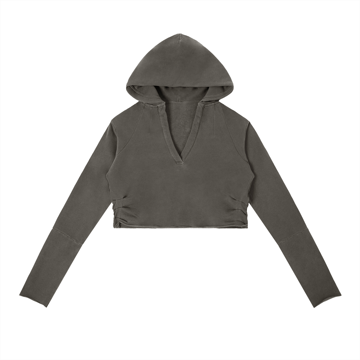 Gray cropped hoodie on a white background