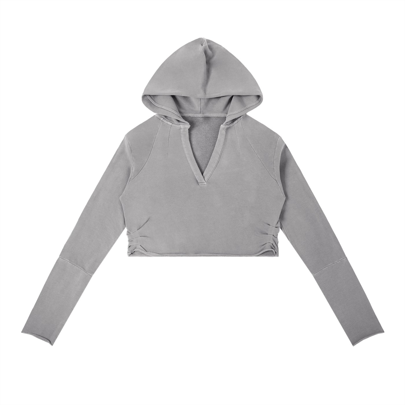 Gray cropped hoodie on a white background