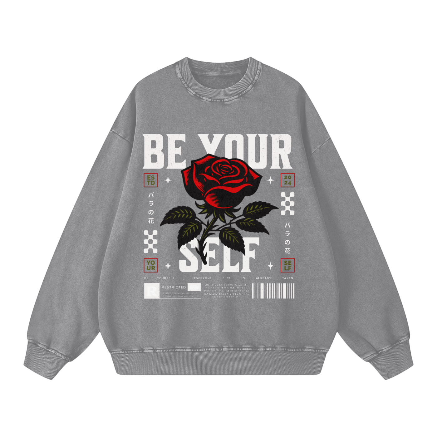 Washed Oversized Be Your Self Sweatshirt