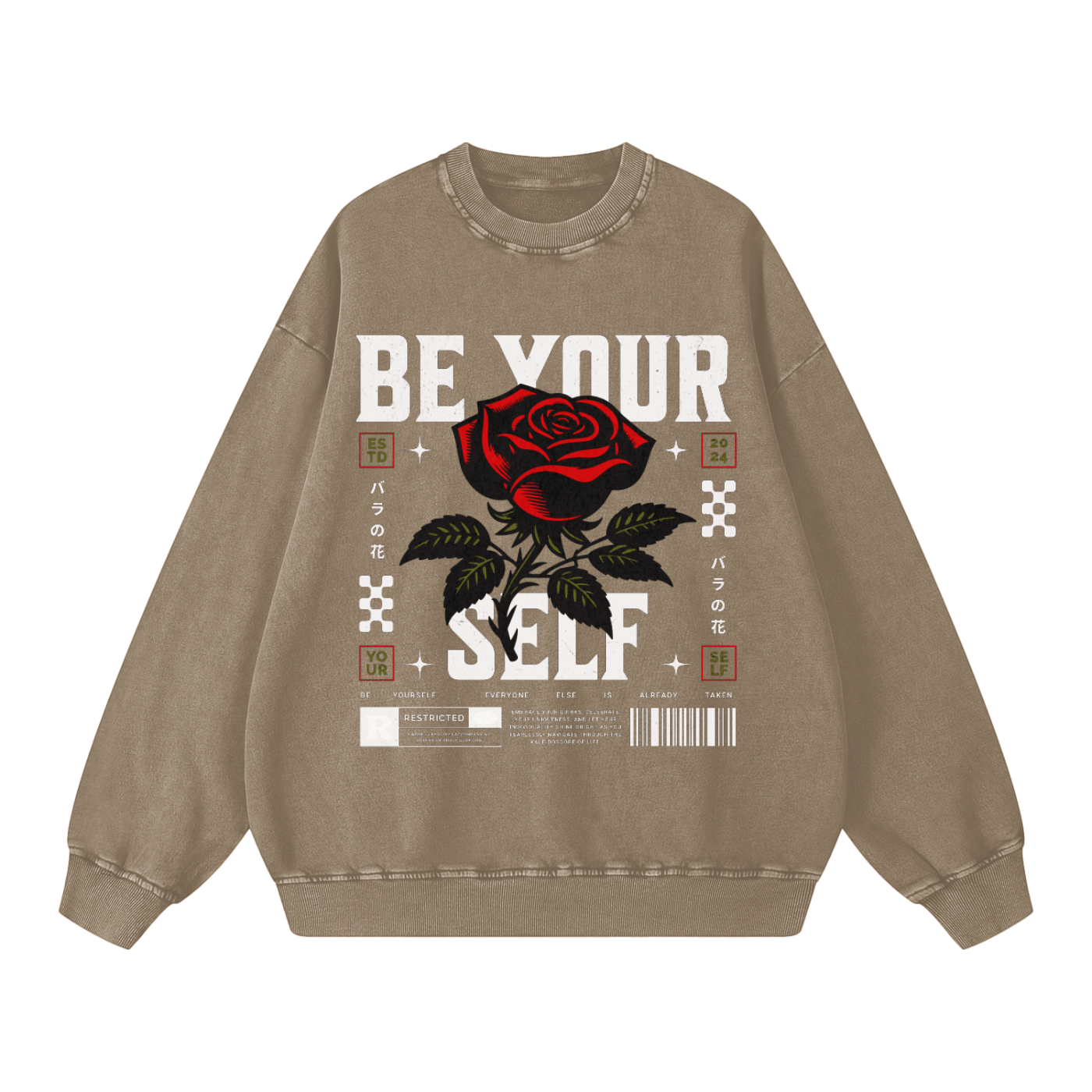 Washed Oversized Be Your Self Sweatshirt