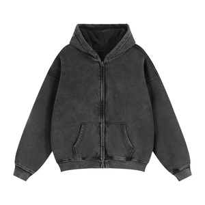 Black hoodie with a zipper on a white background