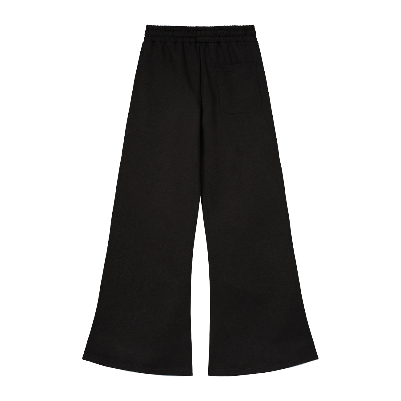 Black wide-leg pants on a white background