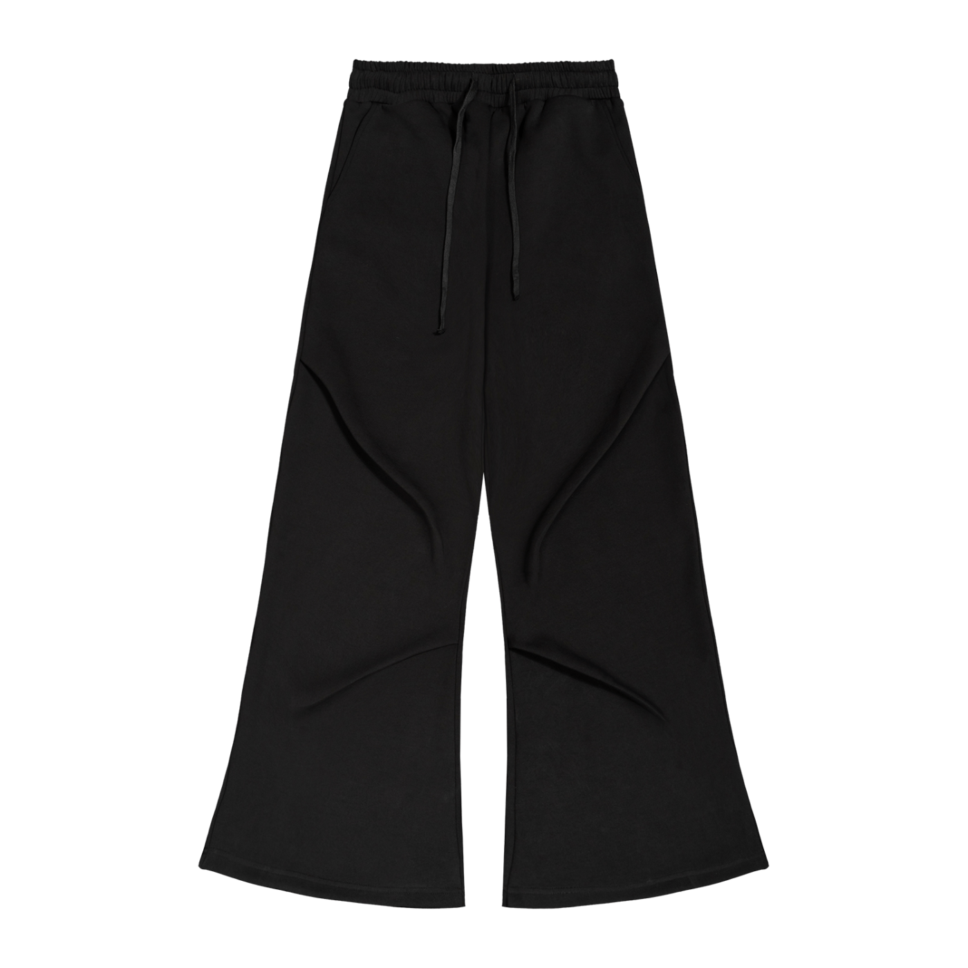 Black wide-leg pants on a white background
